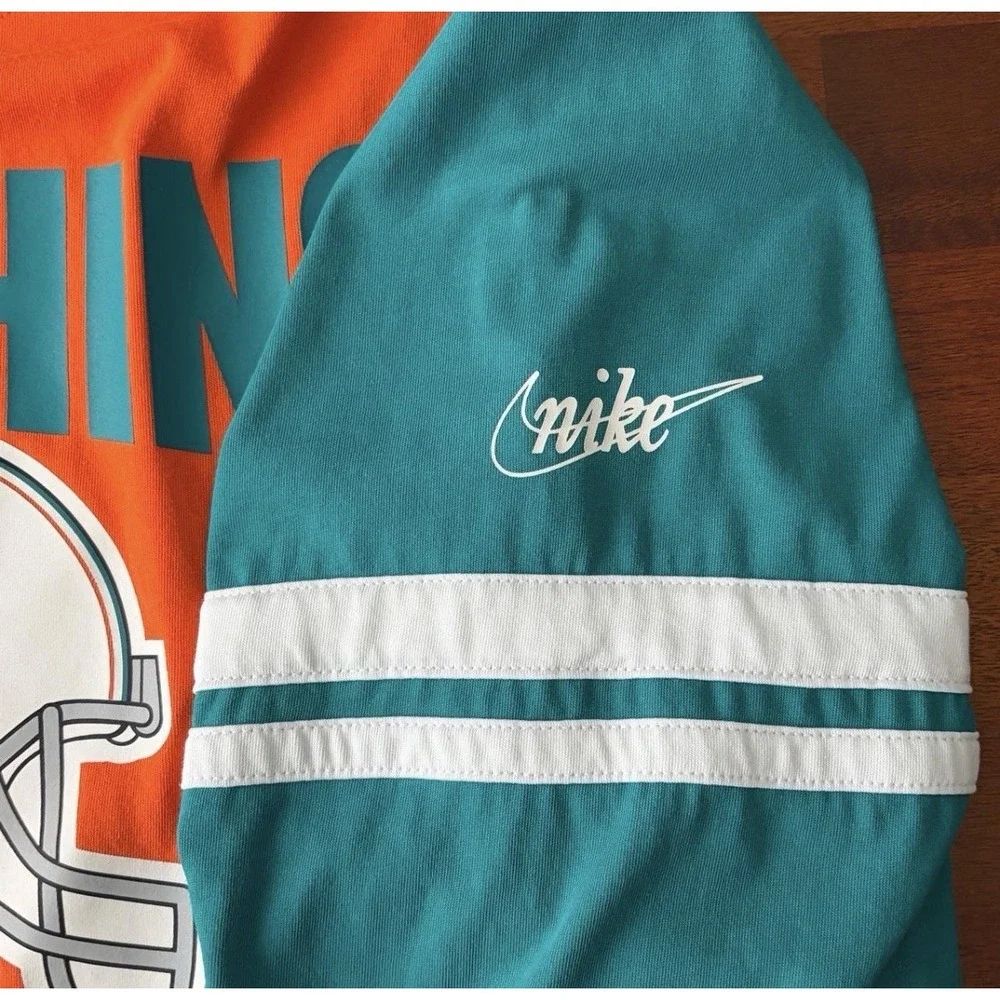 Nike Miami Dolphins Orange Aqua Throwback Raglan Long Sleeve T-Shirt